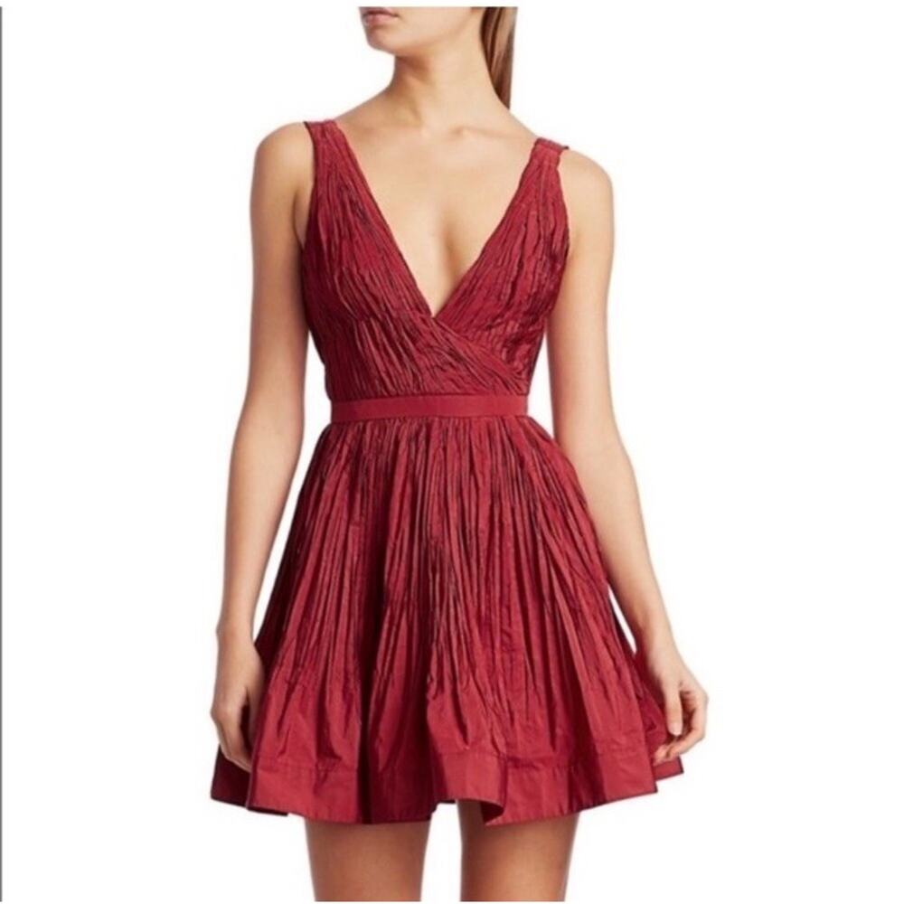 Alexis Size Large Marilou Crinkle Burgundy Red‎ Mini Dress NWT (Broken Zipper)